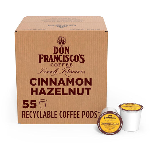 Cinnamon Hazelnut Coffee Pods, Medium Roast, 55Ct | Compatible with Keurig Coffee Pod Brewers, 100% Arabica Coffee, Convenient Single Serve Brewing, Fresh Brew in Every Cup