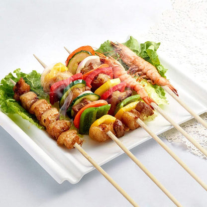 Bamboo Skewers, 8 Inch Bamboo Sticks 100Pcs BBQ Kabob Skewers, Grill, Appetizer, Fruit, Corn, Chocolate Fountain, Cocktail, Art, Craft, Set of 100 Pack